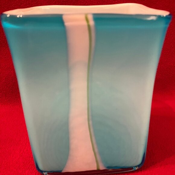 Fused Glass Turquoise Rectangular Plant Holder - Picture 6 of 8